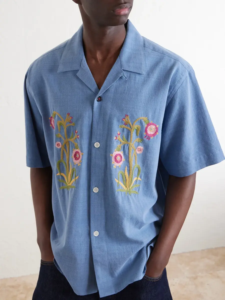 Kardo Ronen Convertible-Collar Embroidered Cotton Shirt - Men | Thumbnail 5 Kardo Ronen Convertible-Collar Embroidered Cotton Shirt - Men | Thumbnail 5