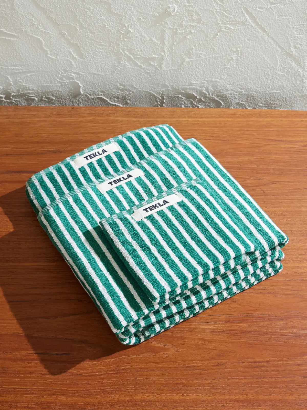 Tekla Set of Three Logo-Appliquéd Striped Organic Cotton-Terry Towels - Men