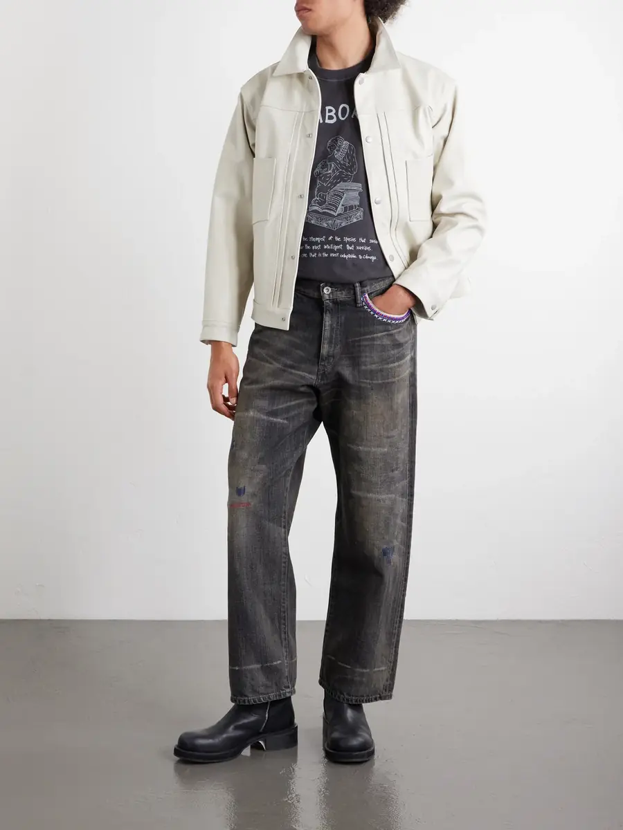 Neighborhood Savage Wide-Leg Bead-Embellished Distressed Jeans - Men | Thumbnail 2