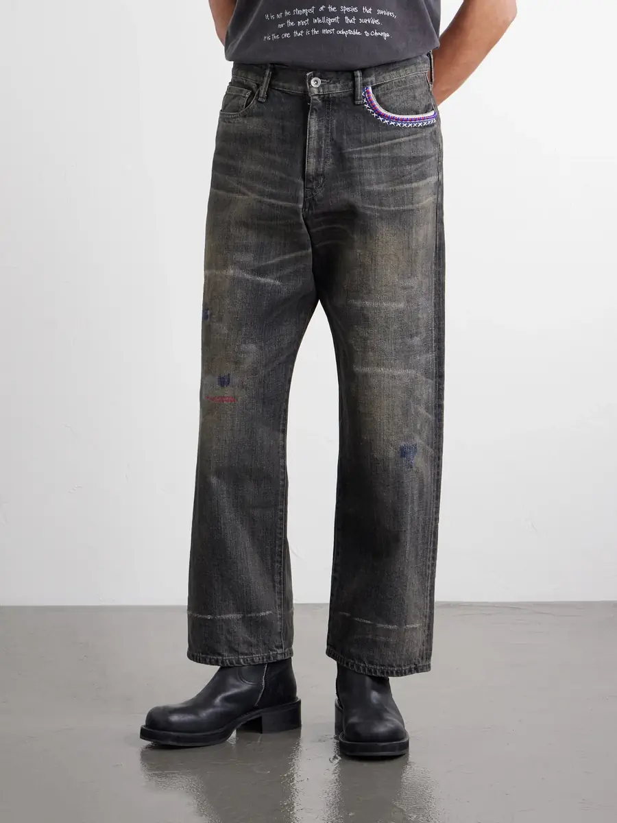 Neighborhood Savage Wide-Leg Bead-Embellished Distressed Jeans - Men | Thumbnail 3
