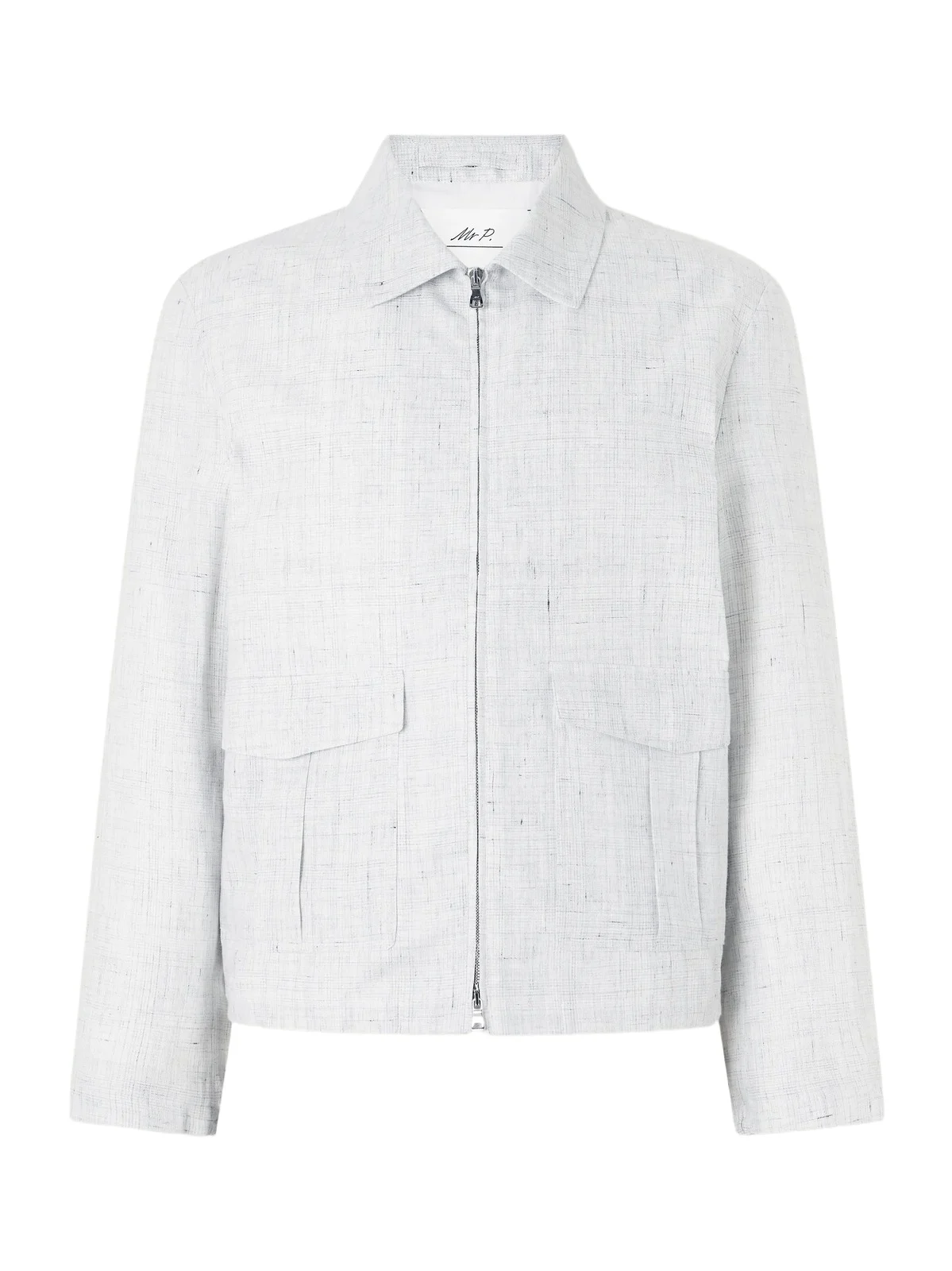 Checked Linen Blouson Jacket - Men Checked Linen Blouson Jacket - Men