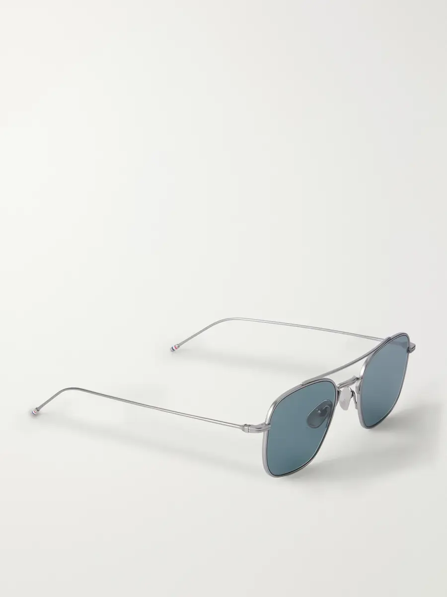 Thom Browne Double-Bridge Aviator-Style Silver-Tone Titanium Sunglasses - Men | Thumbnail 3 Thom Browne Double-Bridge Aviator-Style Silver-Tone Titanium Sunglasses - Men | Thumbnail 3