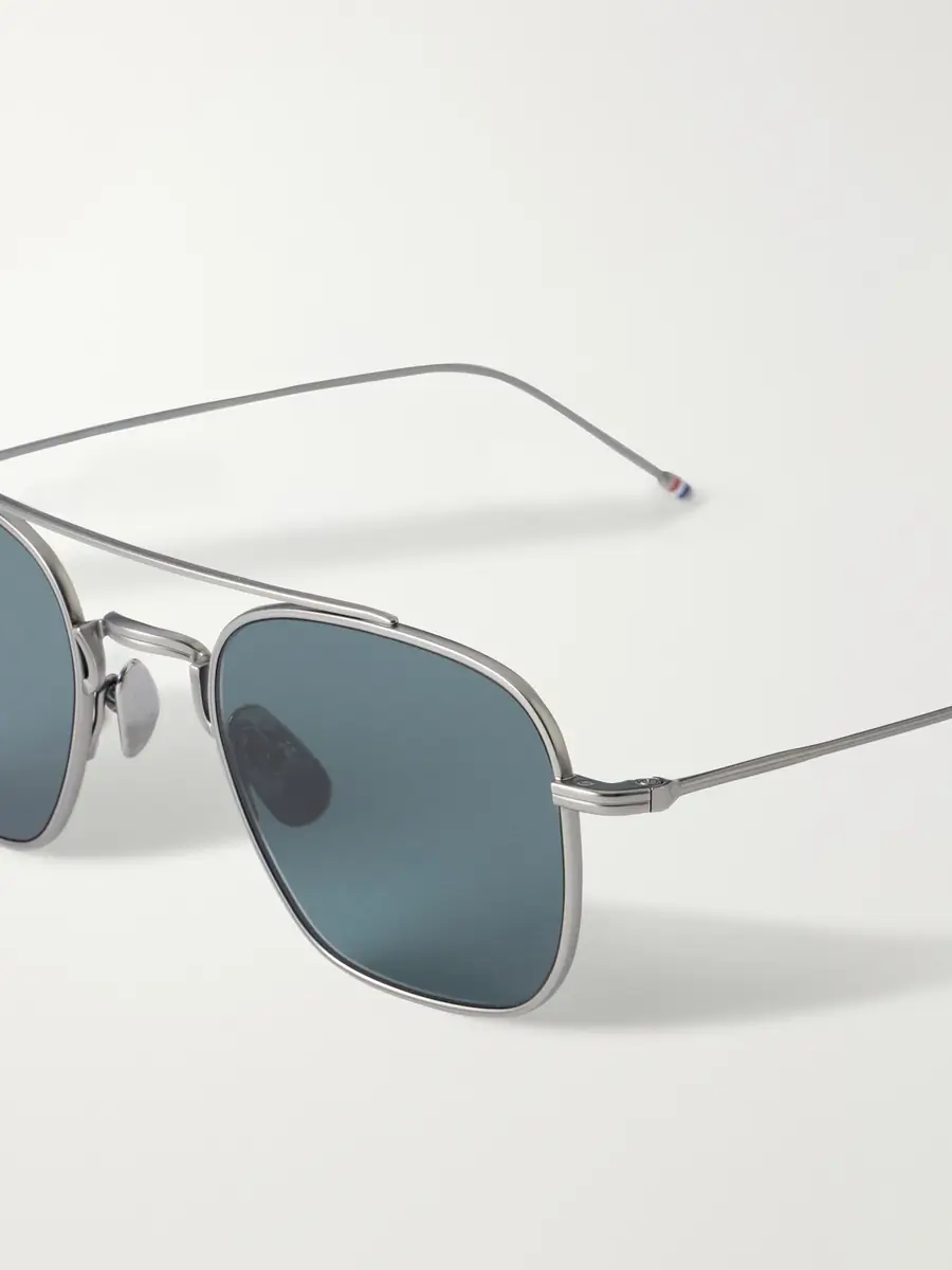 Thom Browne Double-Bridge Aviator-Style Silver-Tone Titanium Sunglasses - Men | Thumbnail 5 Thom Browne Double-Bridge Aviator-Style Silver-Tone Titanium Sunglasses - Men | Thumbnail 5