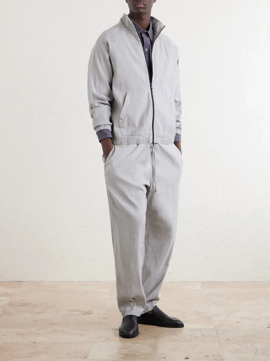 James Perse Straight-Leg Linen-Blend Canvas Drawstring Trousers - Men | Thumbnail 2 James Perse Straight-Leg Linen-Blend Canvas Drawstring Trousers - Men | Thumbnail 2