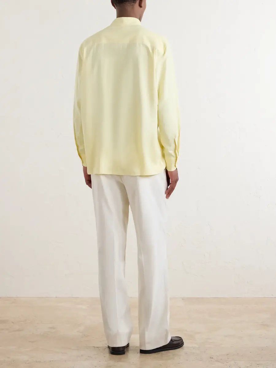 Saman Amel Grandad-Collar Silk Shirt - Men | Thumbnail 4 Saman Amel Grandad-Collar Silk Shirt - Men | Thumbnail 4