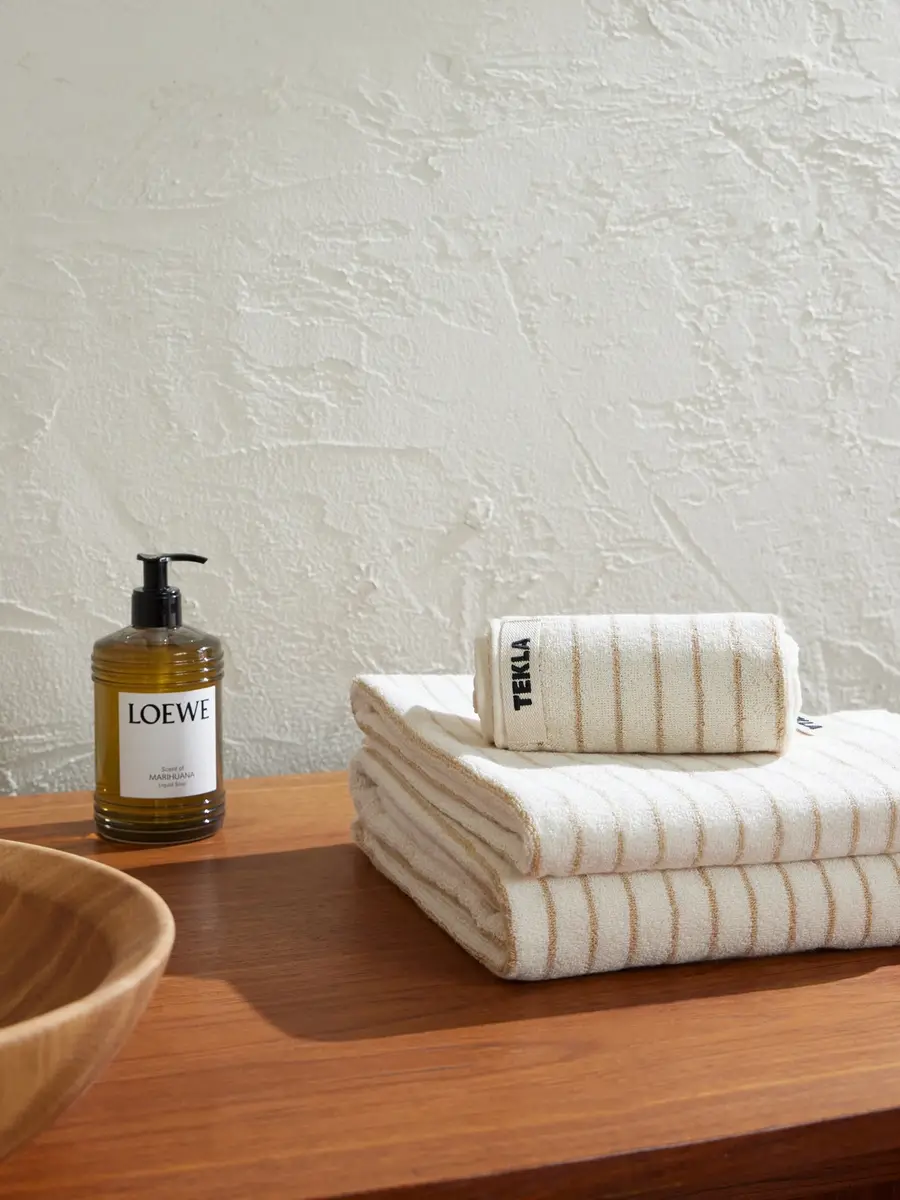 Tekla Set of Three Logo-Appliquéd Striped Organic Cotton-Terry Towels - Men | Thumbnail 2