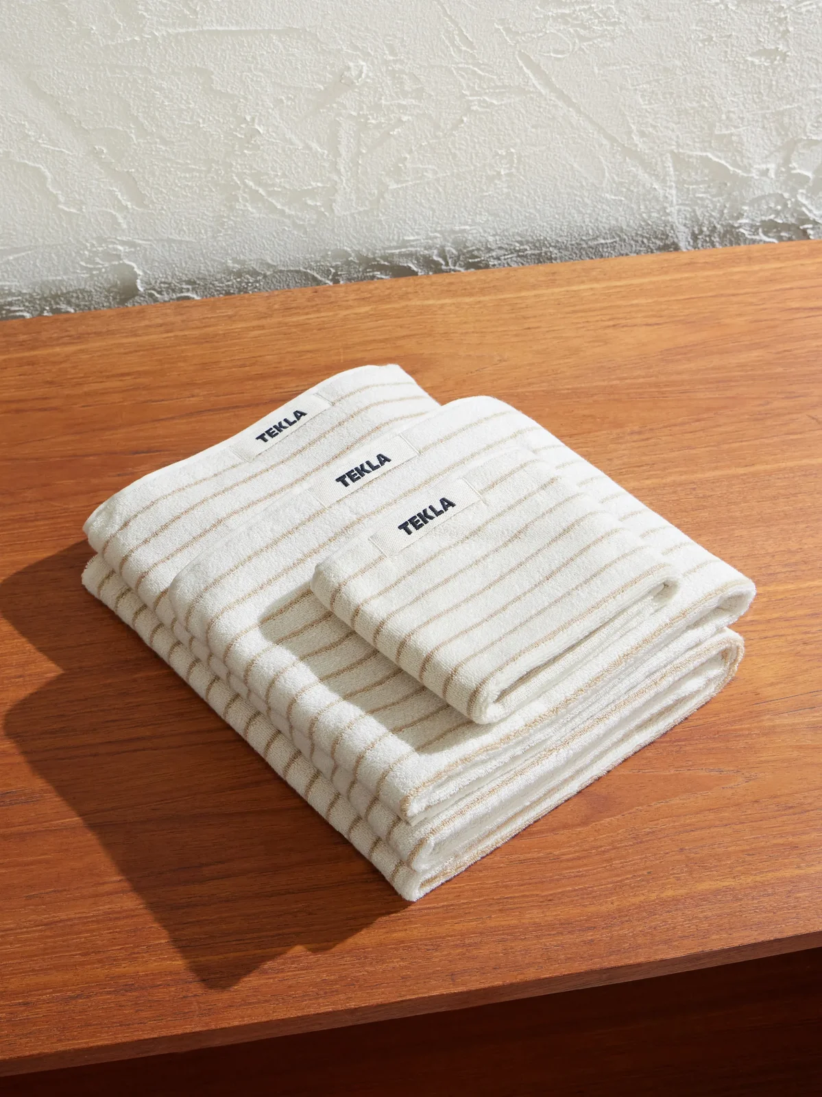 Tekla Set of Three Logo-Appliquéd Striped Organic Cotton-Terry Towels - Men