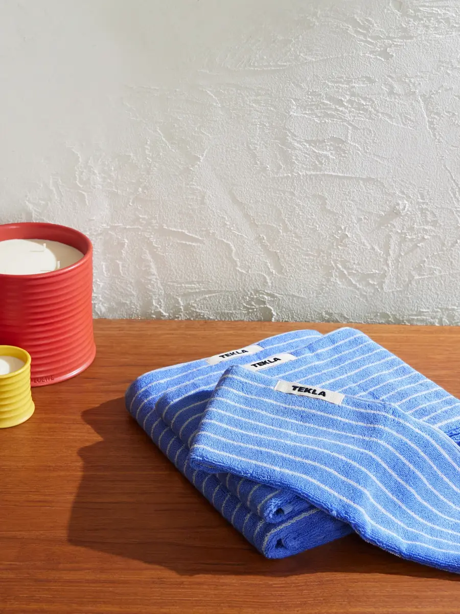 Tekla Set of Three Logo-Appliquéd Striped Organic Cotton-Terry Towels - Men | Thumbnail 2