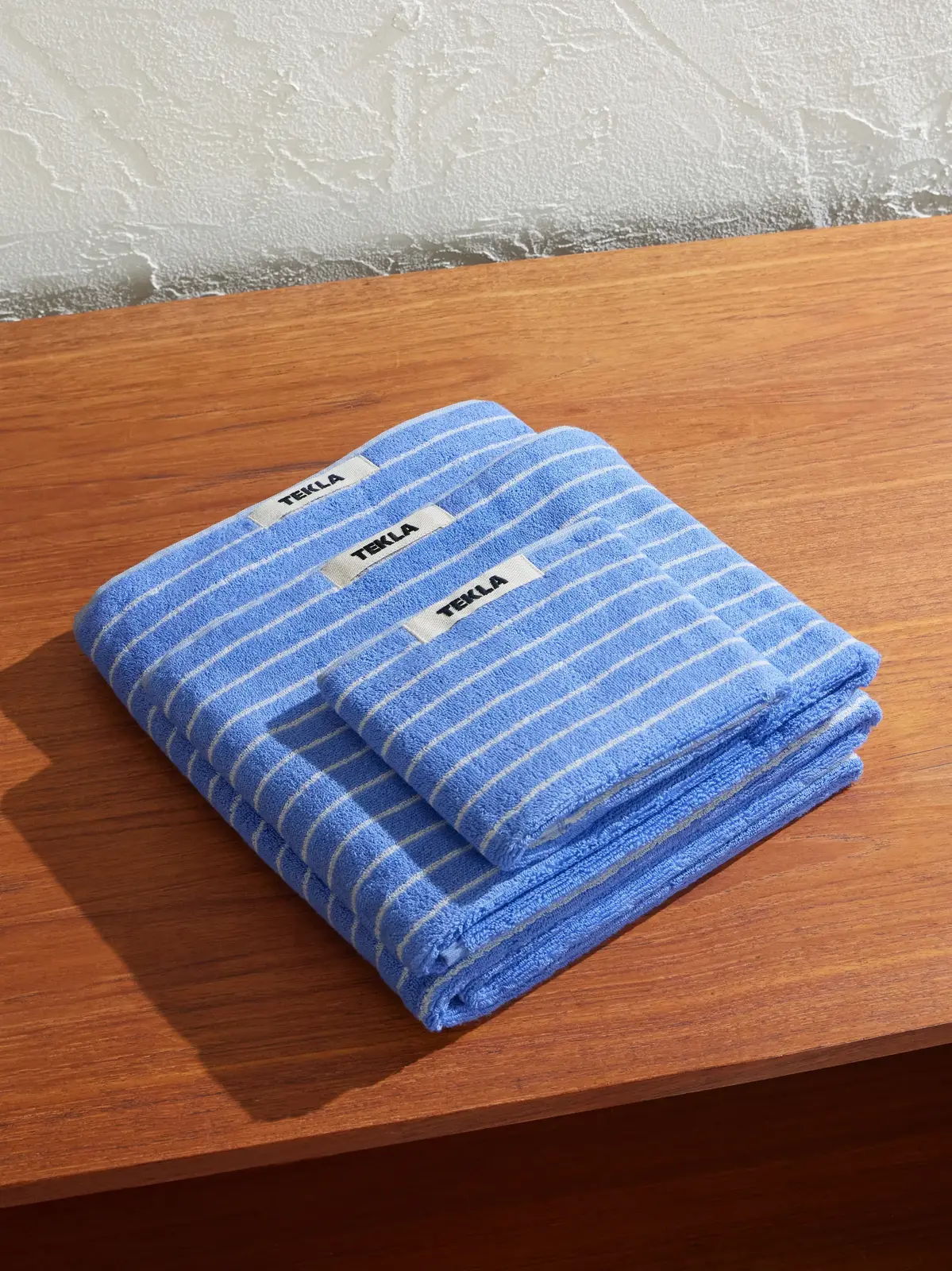 Tekla Set of Three Logo-Appliquéd Striped Organic Cotton-Terry Towels - Men