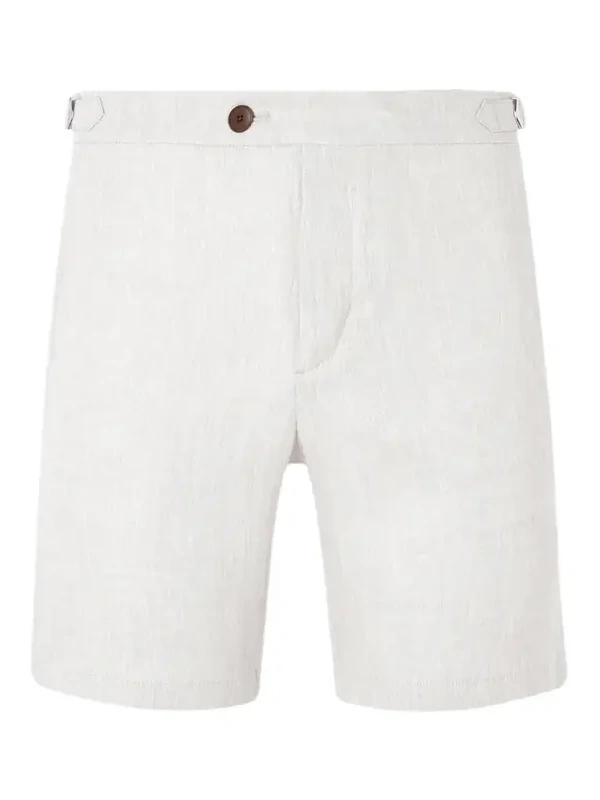 Straight-Leg Herringbone Linen Shorts - Men Straight-Leg Herringbone Linen Shorts - Men