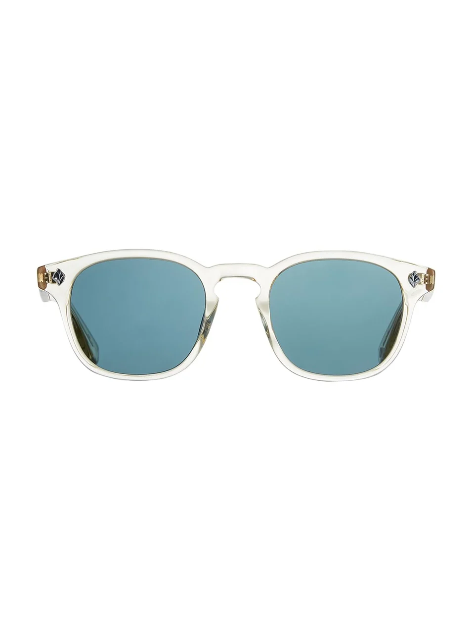 Garrett Leight Men's Ace Square Acetate Sunglasses, Clear/Blue