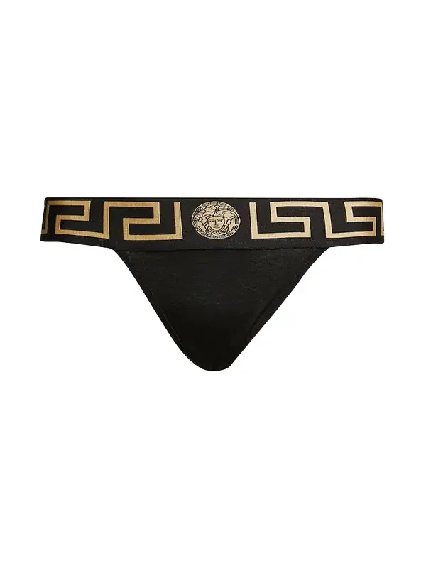 Versace Greca-Border Stretch Cotton Thong