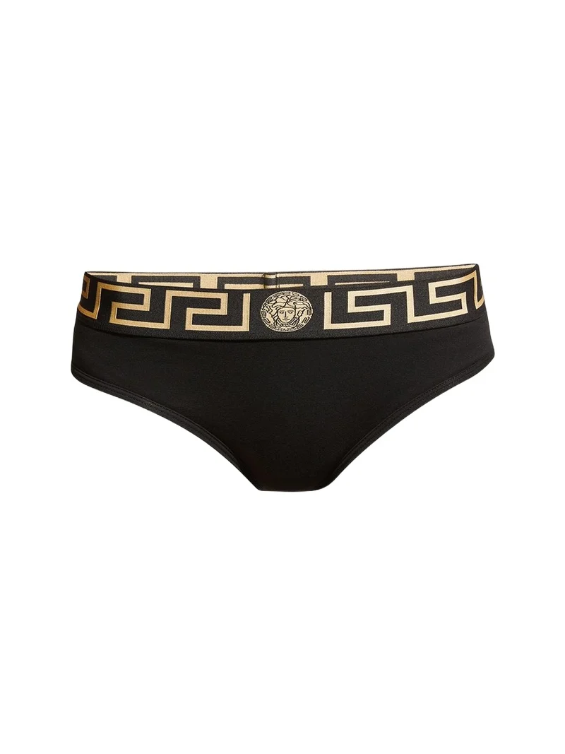Greca Logo-Band Cotton Bikini Briefs Greca Logo-Band Cotton Bikini Briefs
