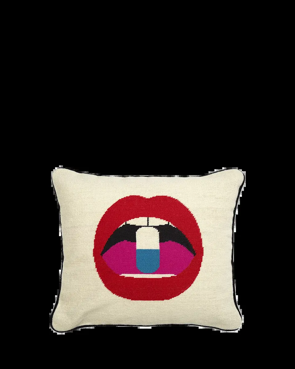 Jonathan Adler Lips Full Dose Needlepoint Throw Pillow - 18" | Thumbnail 2