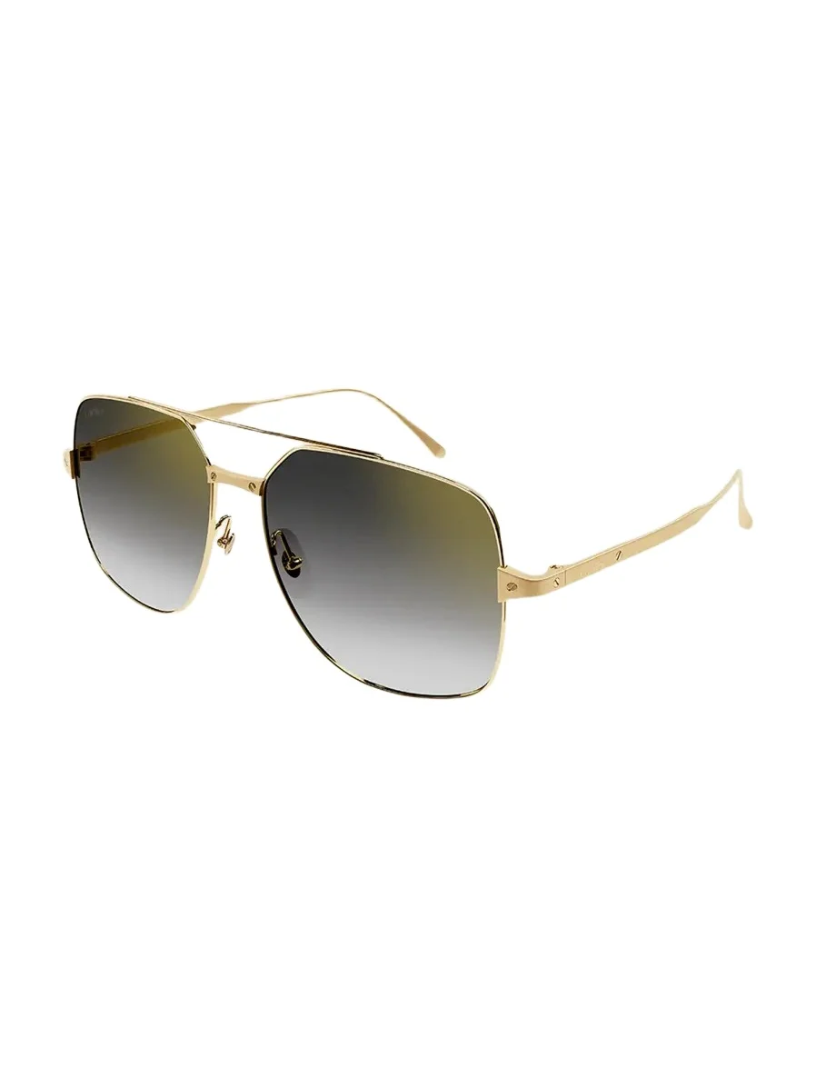 Cartier Rectangle Metal Aviator Sunglasses