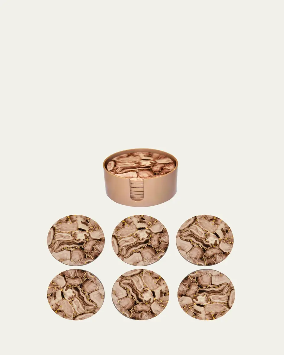 Nomi K Blush Stone Lacquer Round Coasters, Set of 6 | Thumbnail 2