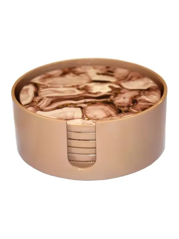 Nomi K Blush Stone Lacquer Round Coasters, Set of 6