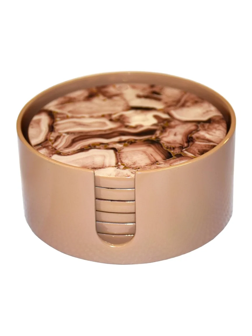 Nomi K Blush Stone Lacquer Round Coasters, Set of 6