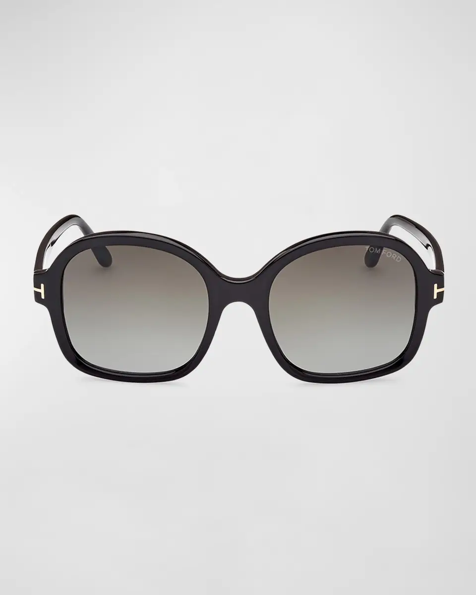 TOM FORD Delphine-02 Gradient Round Acetate Sunglasses | Thumbnail 5