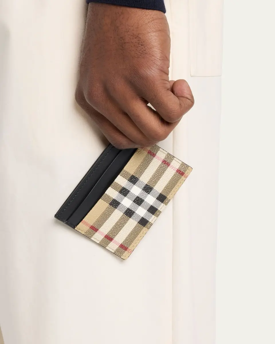 Burberry Men's Vintage Check Leather Card Holder | Thumbnail 2