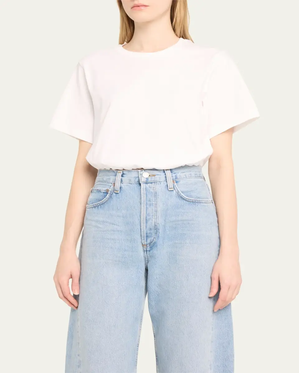 SIMKHAI Jojo Cropped Short-Sleeve Cotton T-Shirt | Thumbnail 4