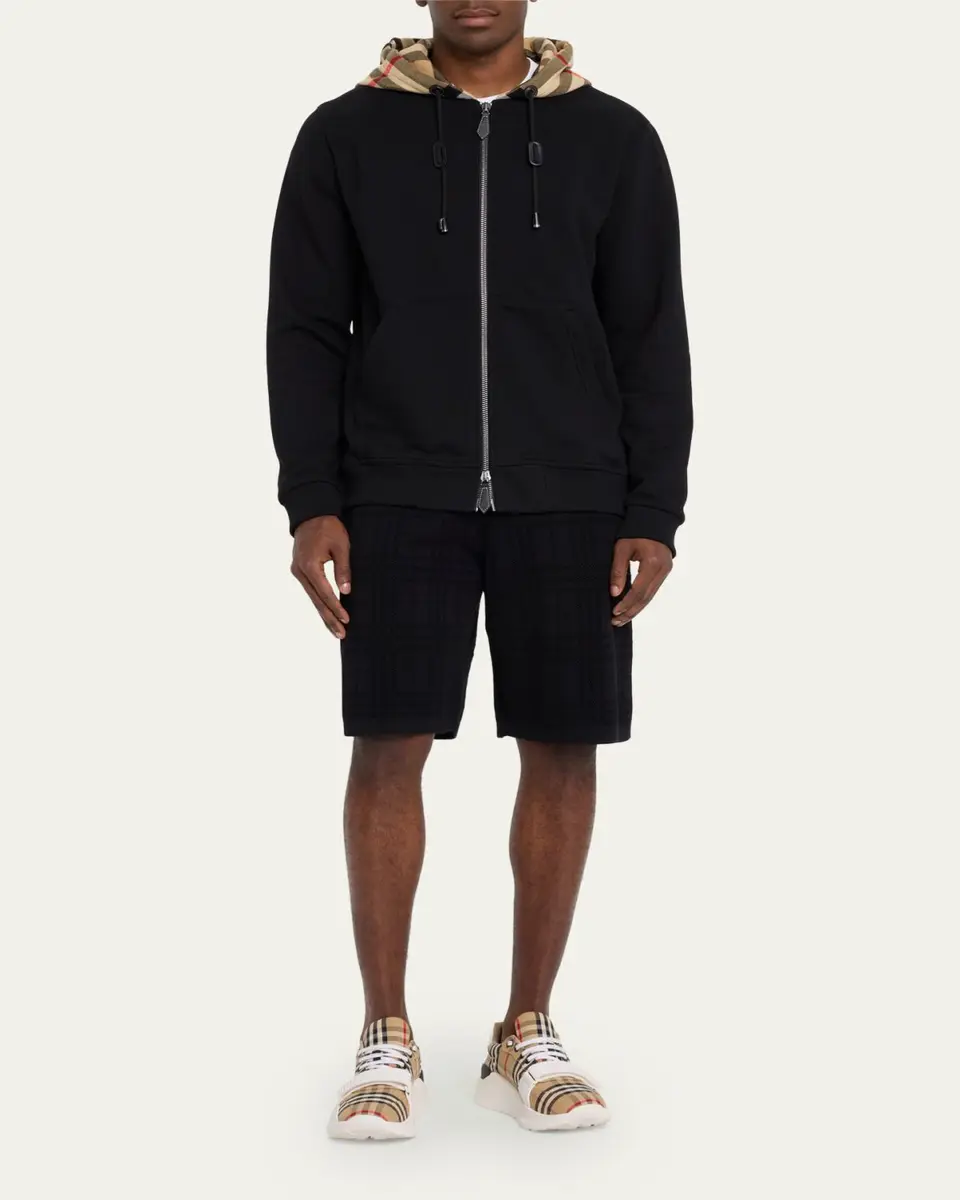 Burberry Men's Samuel Full-Zip Check Hoodie | Thumbnail 2