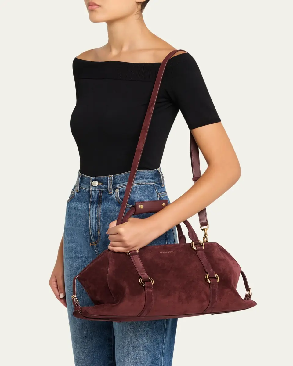Alexander McQueen Farringdon Medium Suede Top-Handle Bag | Thumbnail 2 Alexander McQueen Farringdon Medium Suede Top-Handle Bag | Thumbnail 2