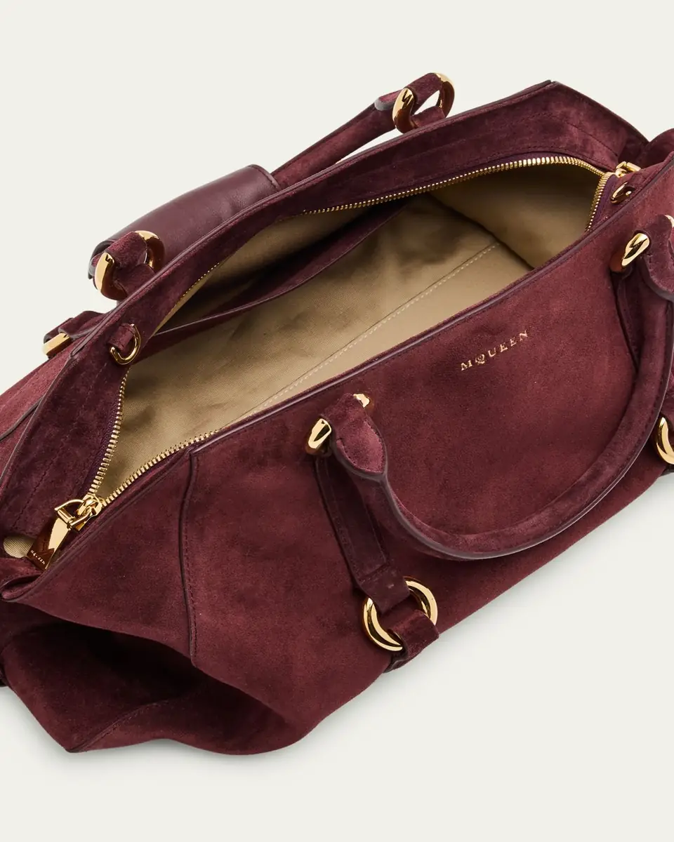 Alexander McQueen Farringdon Medium Suede Top-Handle Bag | Thumbnail 4 Alexander McQueen Farringdon Medium Suede Top-Handle Bag | Thumbnail 4