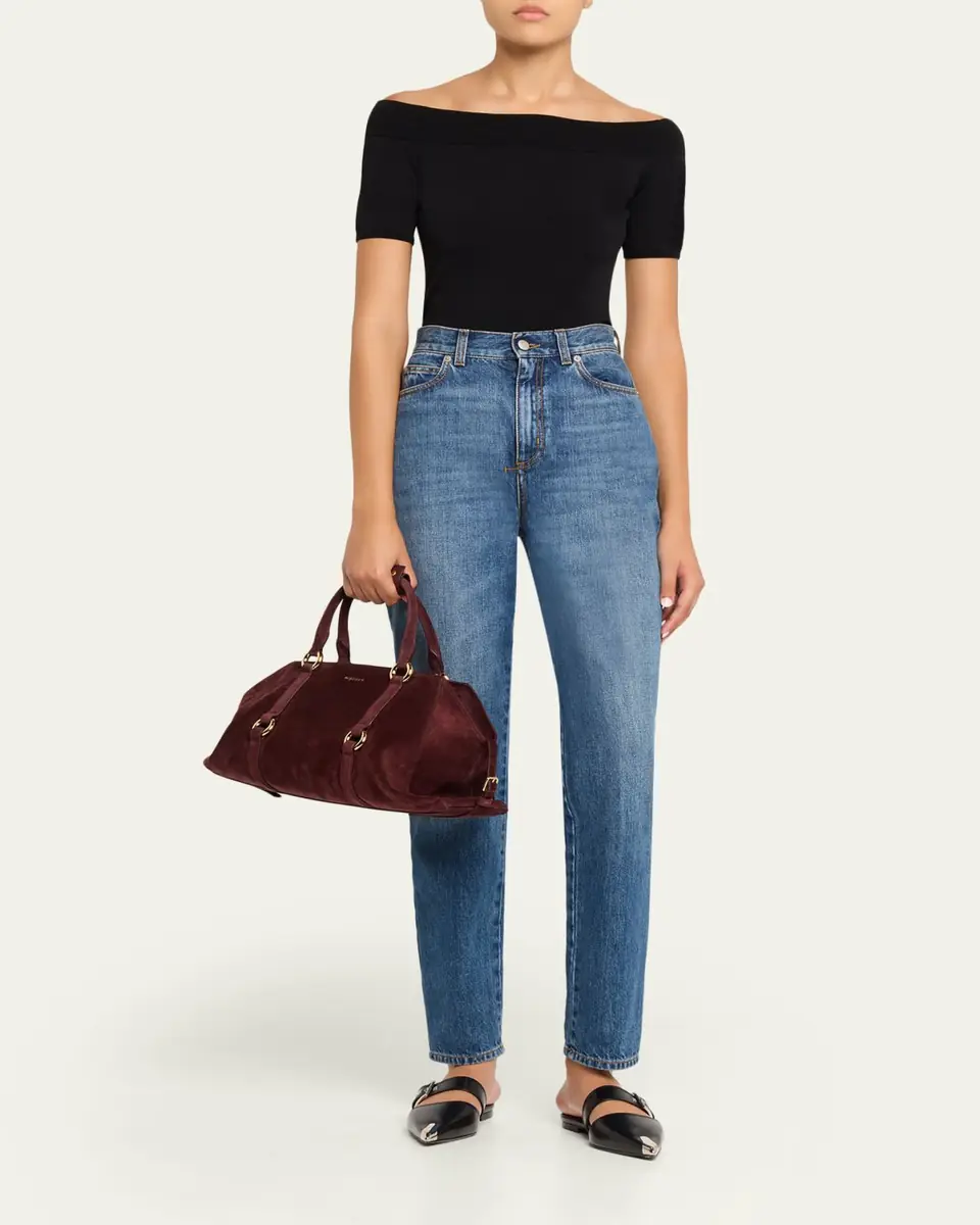Alexander McQueen Farringdon Medium Suede Top-Handle Bag | Thumbnail 5 Alexander McQueen Farringdon Medium Suede Top-Handle Bag | Thumbnail 5