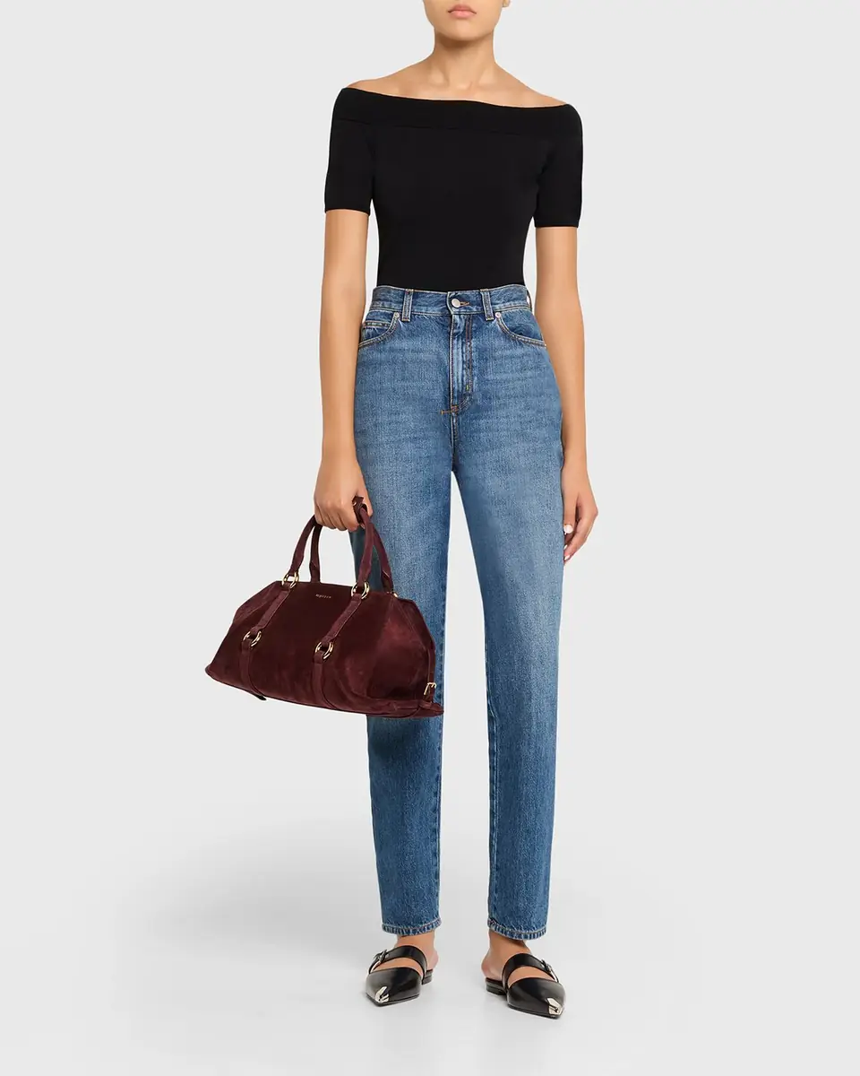 Alexander McQueen Farringdon Medium Suede Top-Handle Bag | Thumbnail 9 Alexander McQueen Farringdon Medium Suede Top-Handle Bag | Thumbnail 9
