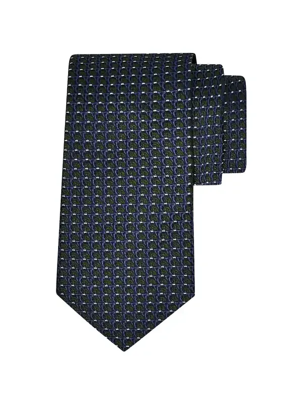 Ferragamo Men's Micro-Geometric Jacquard Silk Tie