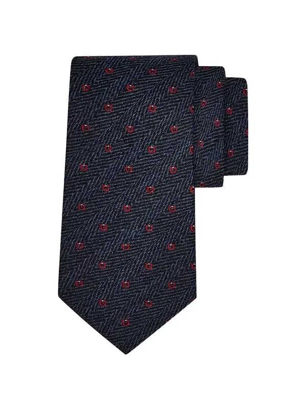 Ferragamo Men's Herringbone Gancio Silk Tie