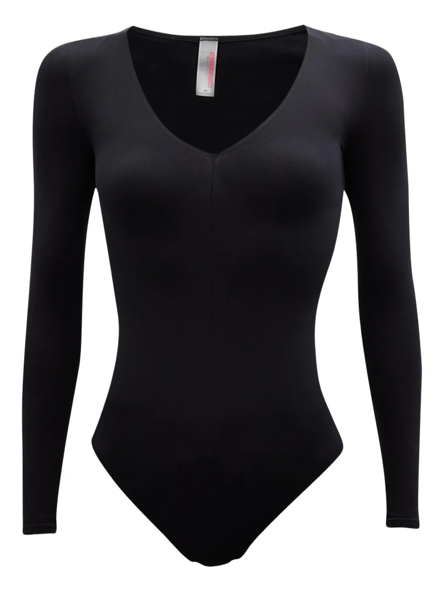 Ballet Long-Sleeve V-Neck Microfiber Bodysuit