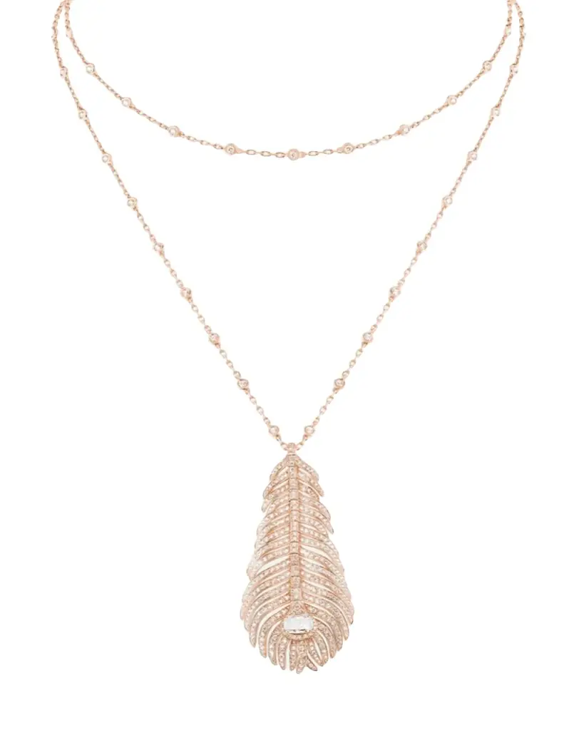 Boucheron Plume de Paon 18K Pink Gold Diamond Pendant Necklace | Image 1 Boucheron Plume de Paon 18K Pink Gold Diamond Pendant Necklace | Image 1
