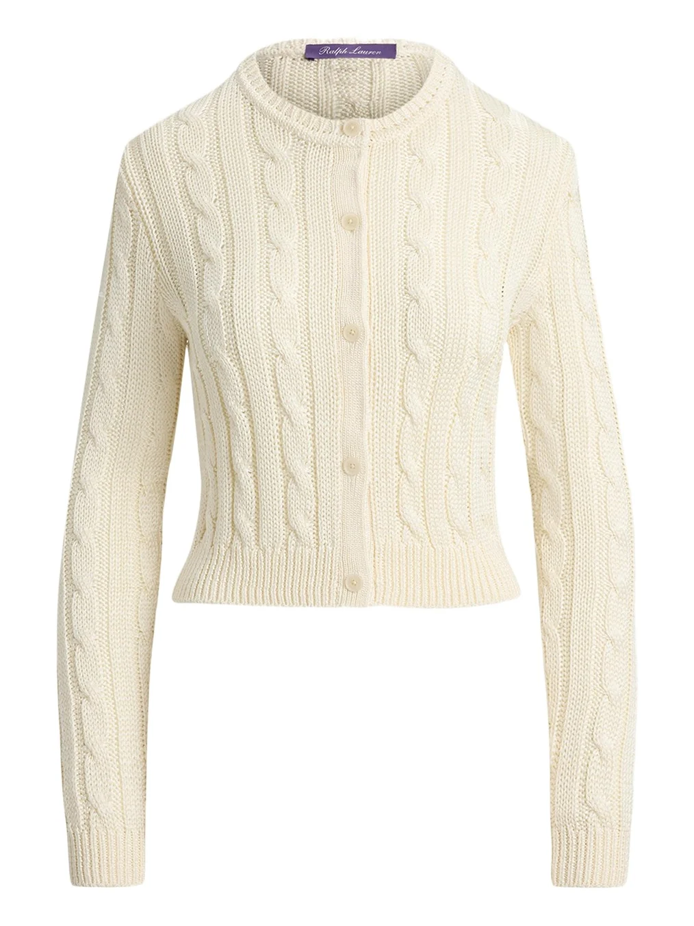 Ralph Lauren Collection High-Shine Cable-Knit Silk Cropped Cardigan