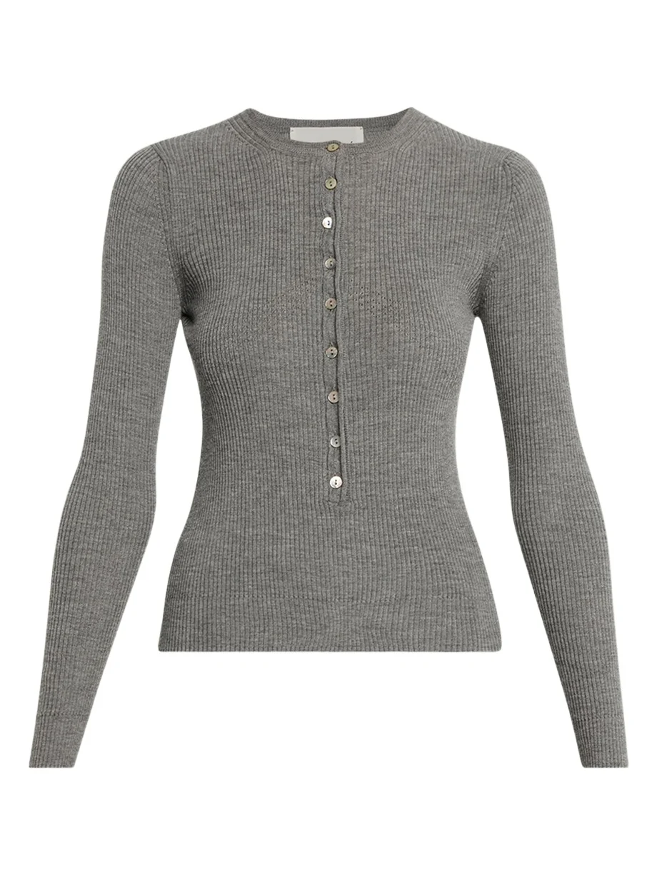 Insider Wool Rib Henley Top Insider Wool Rib Henley Top