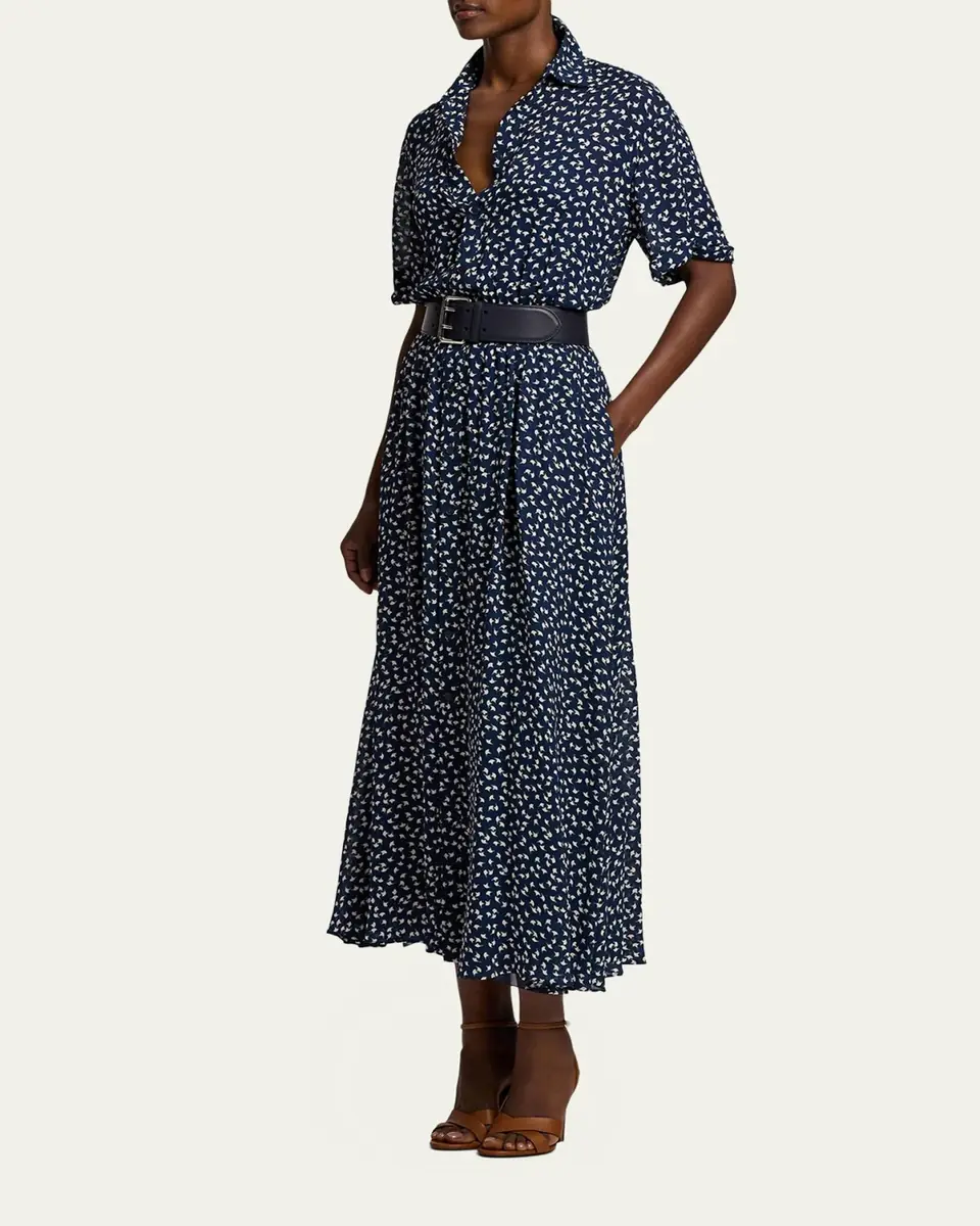 Ralph Lauren Collection Sura Geo-Print Georgette Day Dress | Thumbnail 4