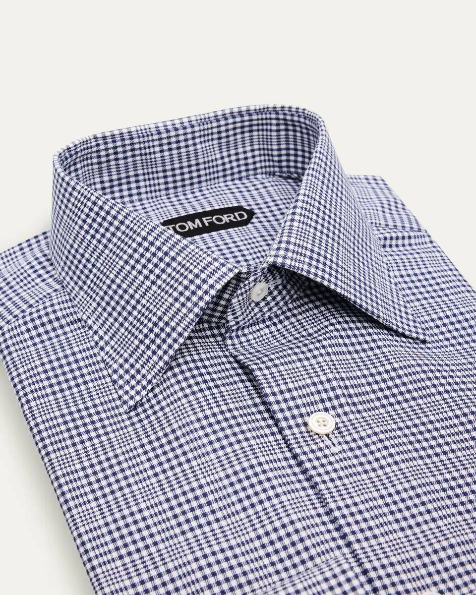 Tom Ford Men's Mutli-Check Cotton Dress Shirt | Thumbnail 2
