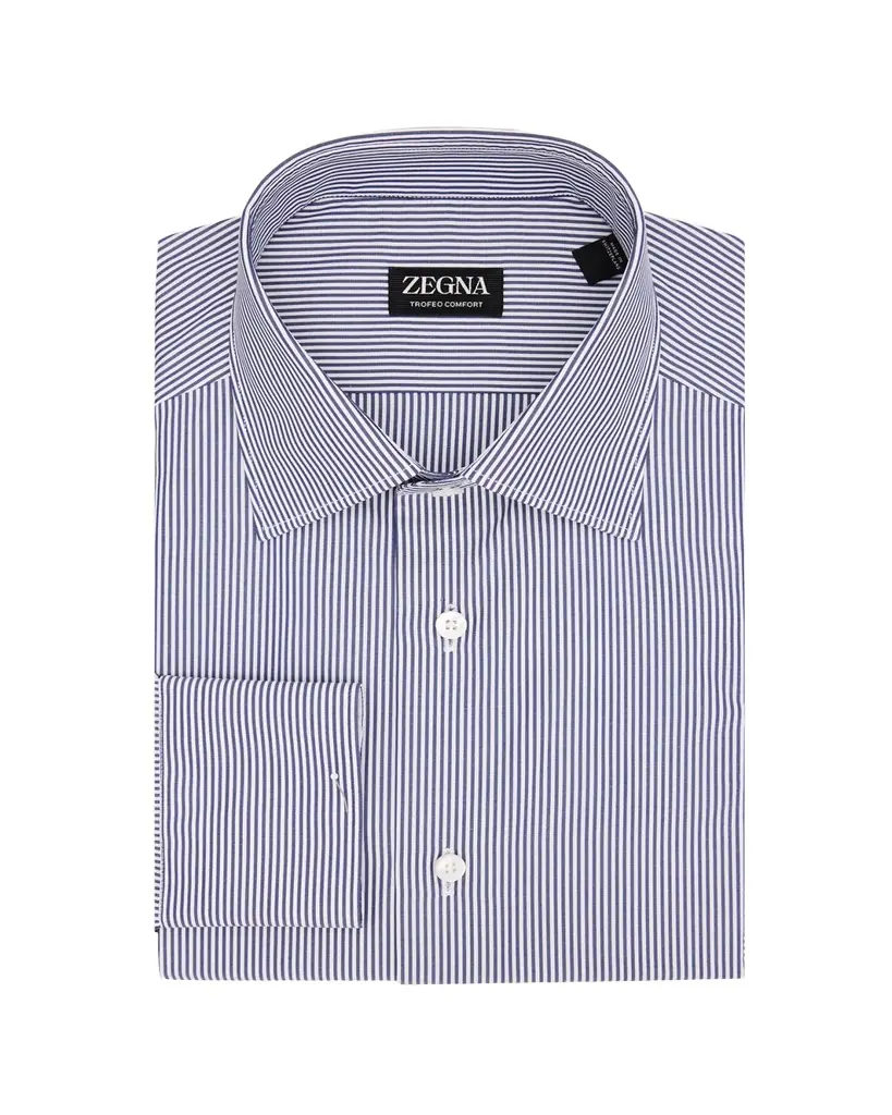 ZEGNA Men's Trofeo Comfort Cotton Pinstripe Dress Shirt | Image 1 ZEGNA Men's Trofeo Comfort Cotton Pinstripe Dress Shirt | Image 1