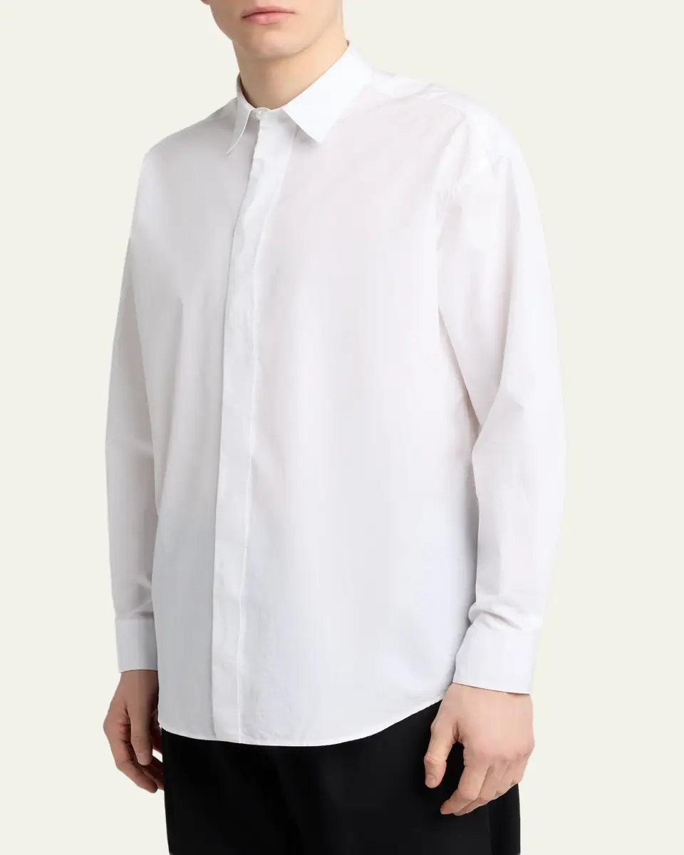The Row Men's Nilo Concealed-Placked Button-Down Shirt | Thumbnail 4