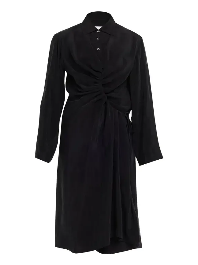 Draped Long-Sleeve Shirtdress Draped Long-Sleeve Shirtdress