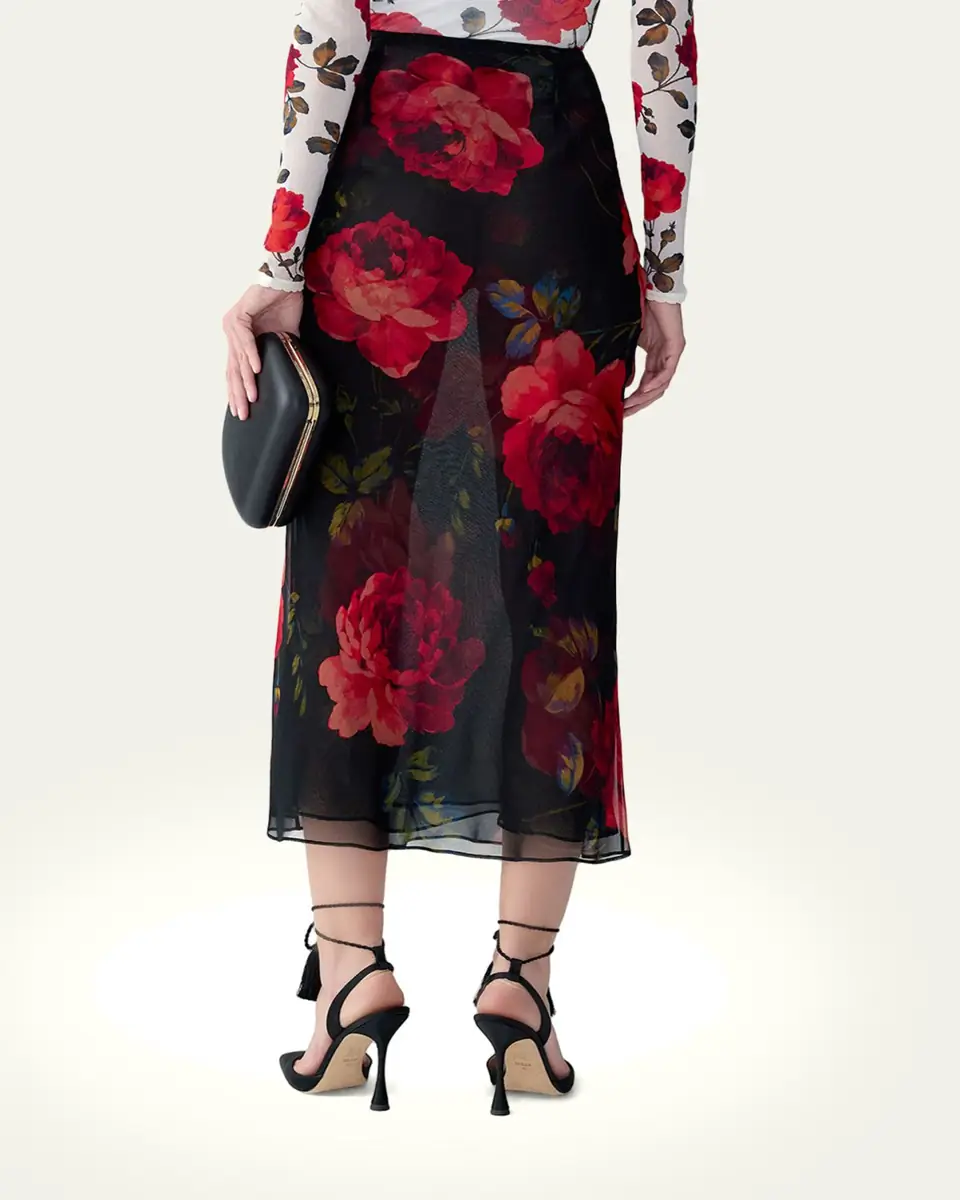Carolina Herrera Floral Chiffon Midi Slip Skirt | Thumbnail 3