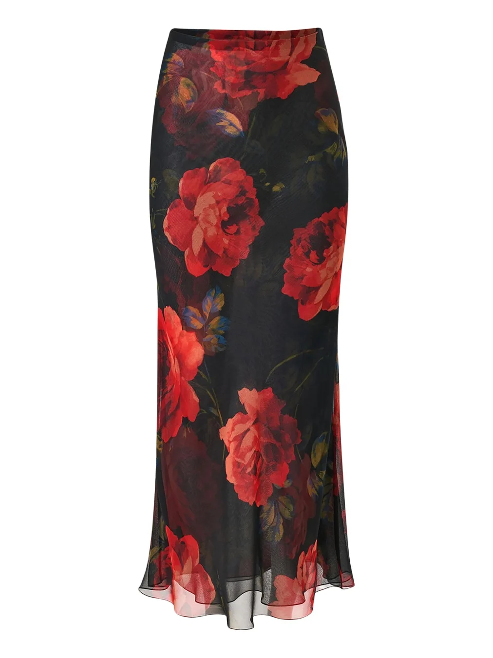 Floral Chiffon Midi Slip Skirt Floral Chiffon Midi Slip Skirt