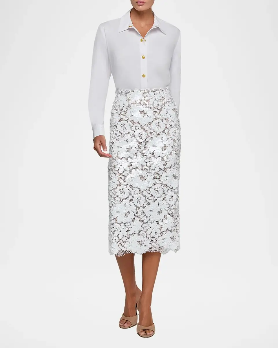 L'Agence Makena Sequined Lace Pencil Skirt | Thumbnail 2