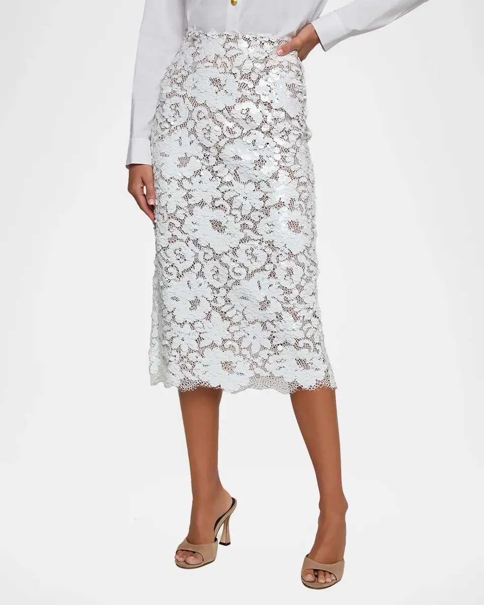 L'Agence Makena Sequined Lace Pencil Skirt | Thumbnail 5
