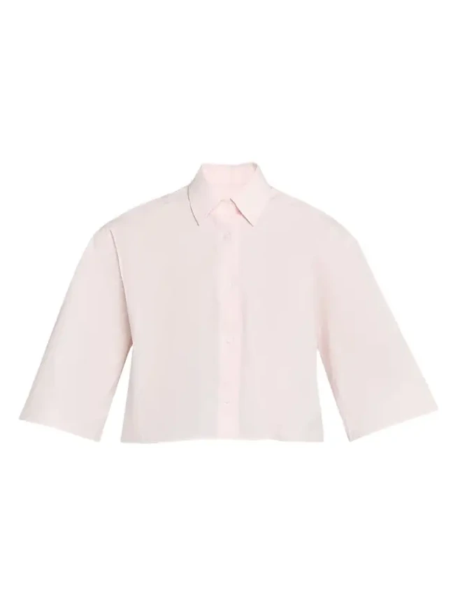 Short-Sleeve Cropped Button-Down Shirt