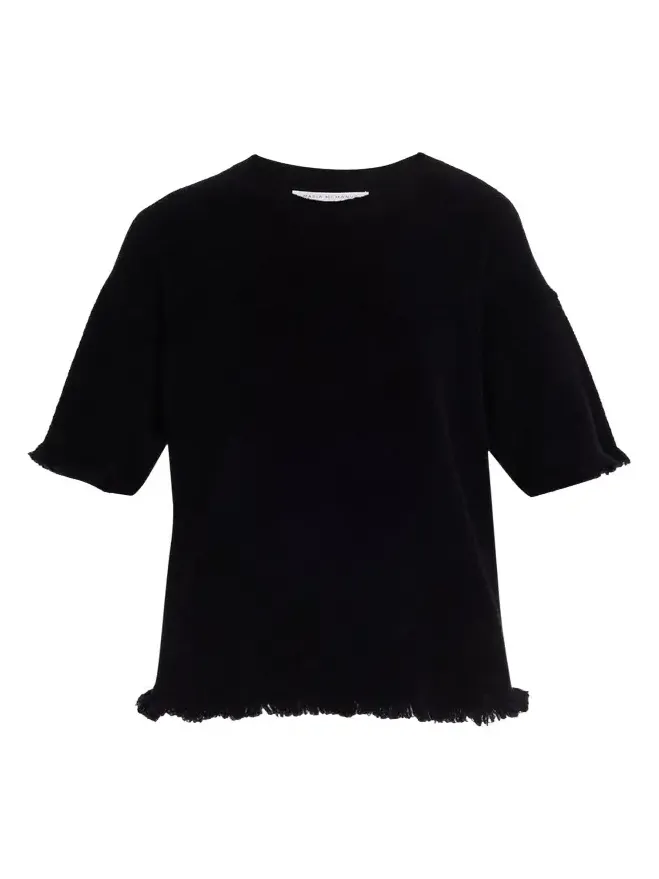Maria McManus Drop-Shoulder Frayed Short-Sleeve T-Shirt