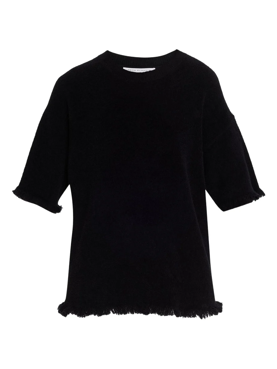 Maria McManus Drop-Shoulder Frayed Short-Sleeve T-Shirt