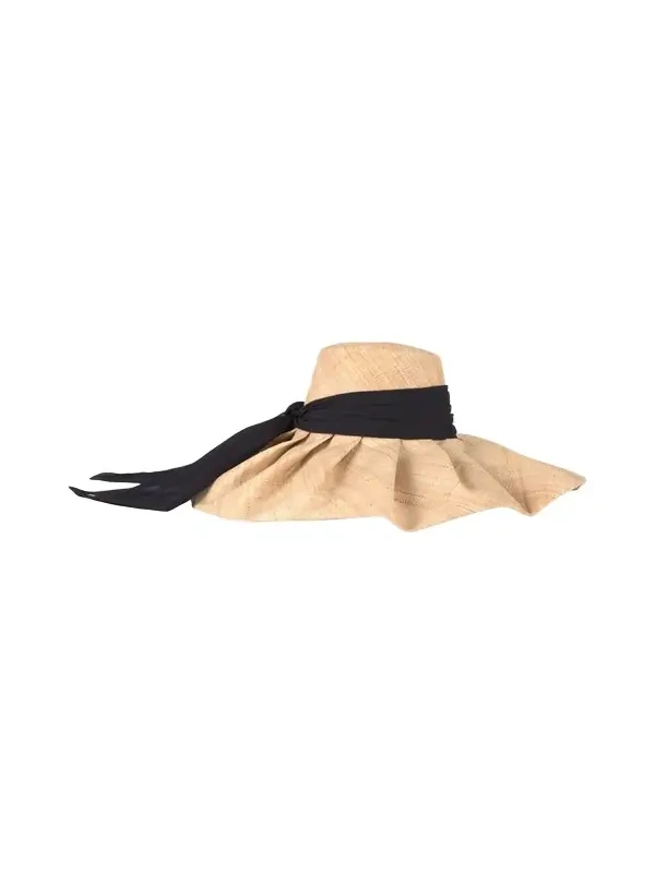 Bella Raffia Sun Hat with Chiffon Scarf