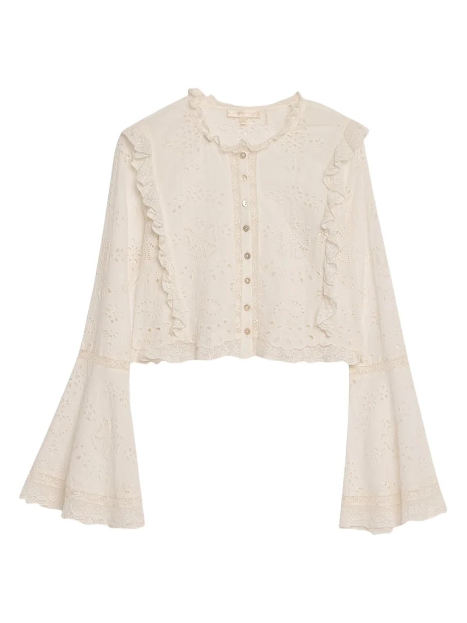LoveShackFancy Hawthorn Eyelet-Embroidered Top